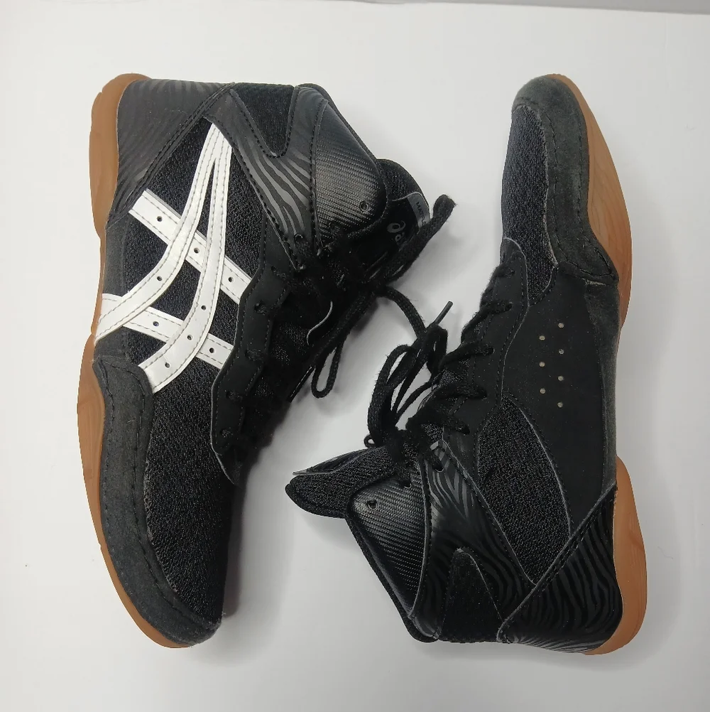 Asics‎ Matflex 6 Wrestling Shoes Kids Size 6 Black White 1084A011 High Top